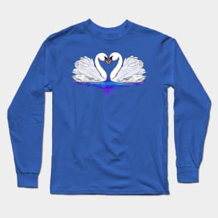 The Best Valentine’s Day Gift ideas 2022, Swan couple - beautiful white swans facing each other to form a heart shape Long Sleeve T-Shirt